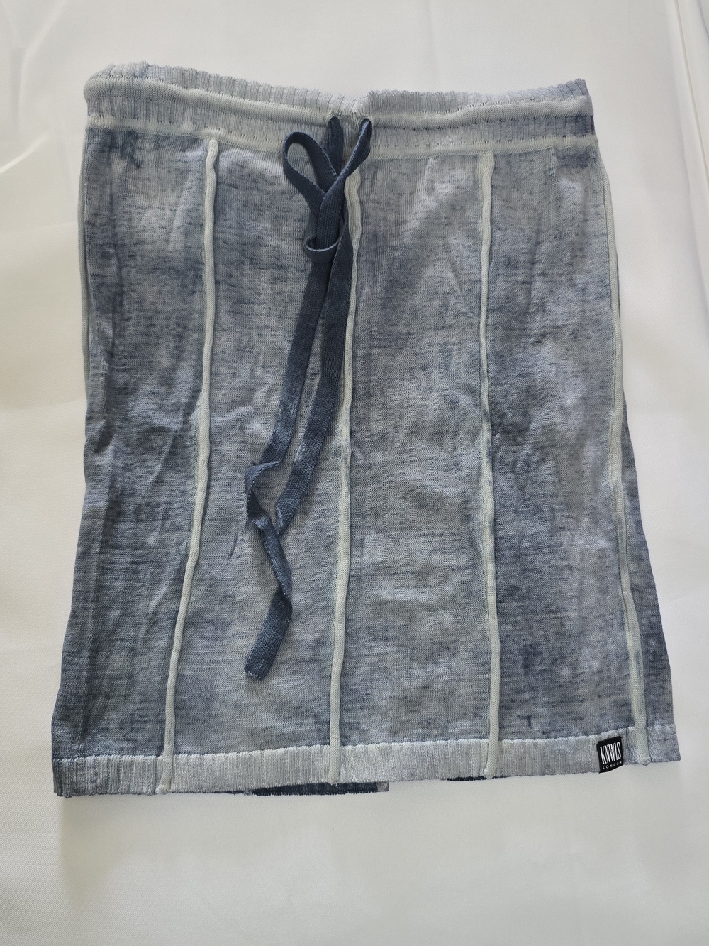 KNWLS London Denim-Look Knit Mini Skirt, size M